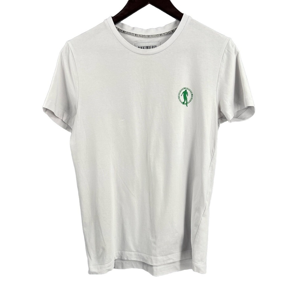 Bikkembergs Mens T-Shirt White Chest‎ Logo Short Sleeve Medium Fitted